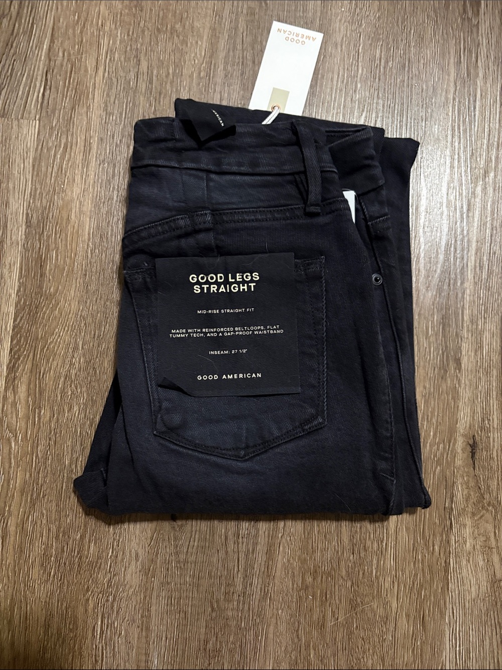 Good American Good Legs Straight Black Jeans